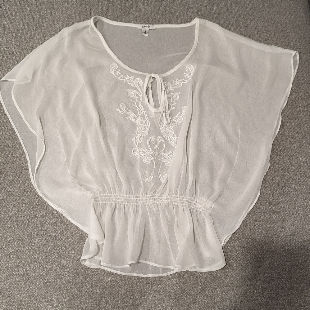 Cache sheer white shirt